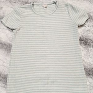 🌷Women's J.Crew Light Green & White Striped Sweater Tee size xs